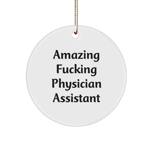 Funny Physician Assistant Gifts from Men - Amazing F--king Physician Assistant Circle Ornament for Christmas Unique Gifts for Physician Assistant - Image 1