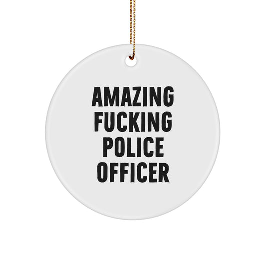 Funny Police Officer Christmas Circle Ornament Gifts from Friends for Men - Image 1