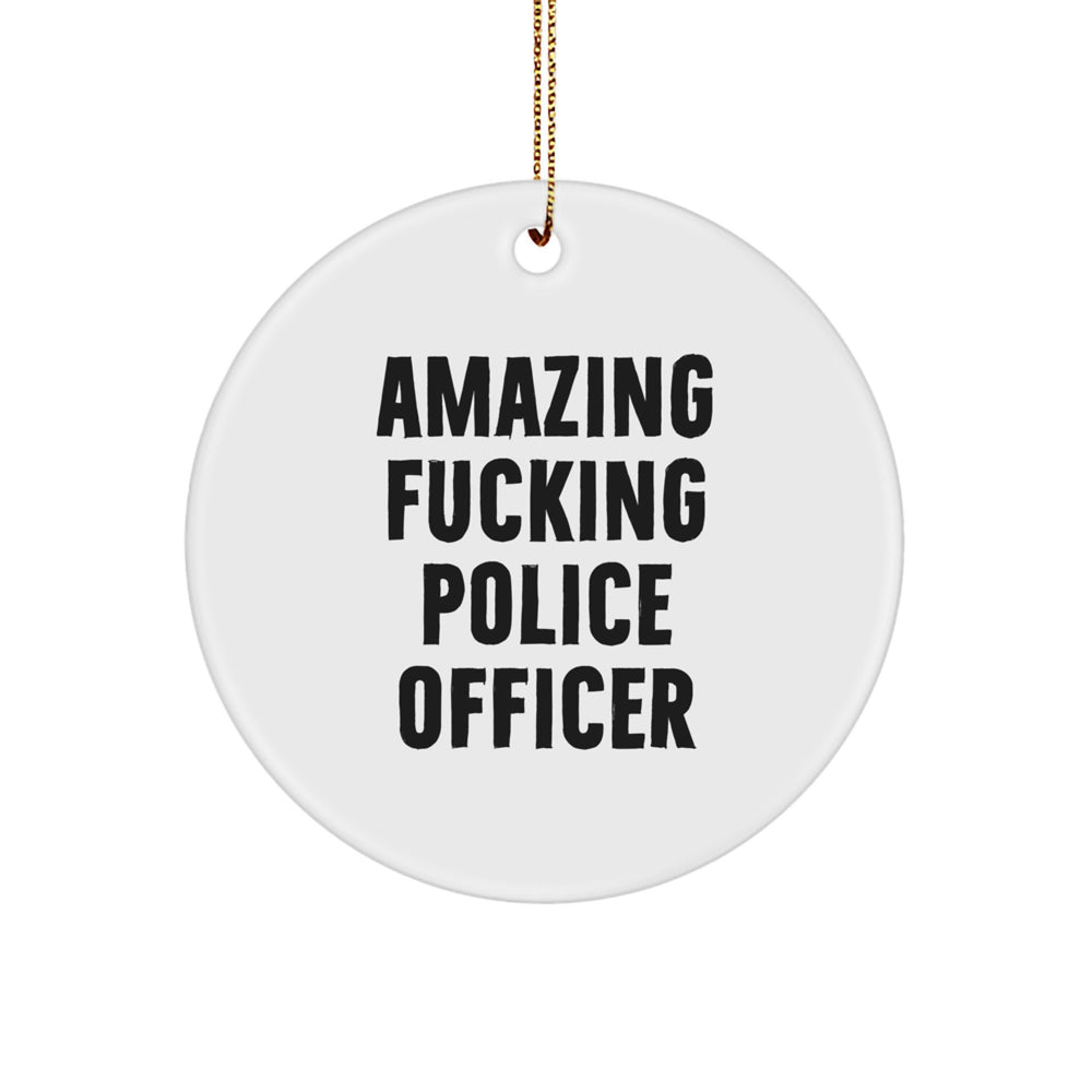 Funny Police Officer Christmas Circle Ornament Gifts from Friends for Men - Image 1