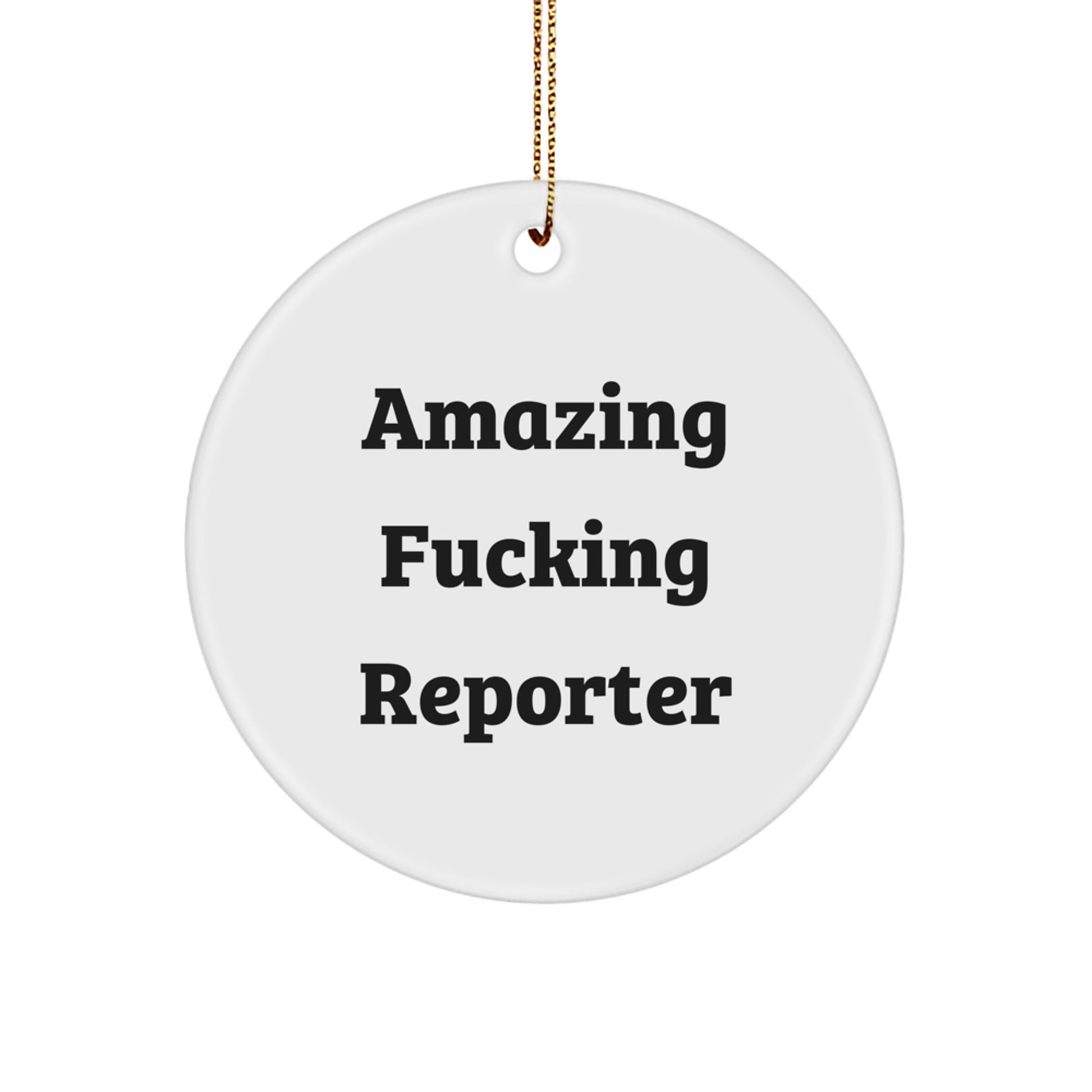 Funny Reporter Gifts for Men Friends - Amazing 'F--king Reporter' Circle Ornament, Christmas Unique Gifts from Friends to Reporters - Image 1