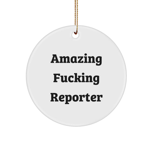 Funny Reporter Gifts for Men Friends - Amazing 'F--king Reporter' Circle Ornament, Christmas Unique Gifts from Friends to Reporters - Image 1