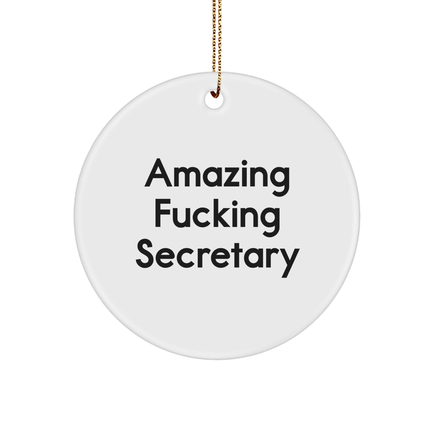Funny Secretary Gifts from Family for Secretary, Amazing Circle Ornament for Secretary, White Circle Ornament for Christmas Unique Gifts - Image 1