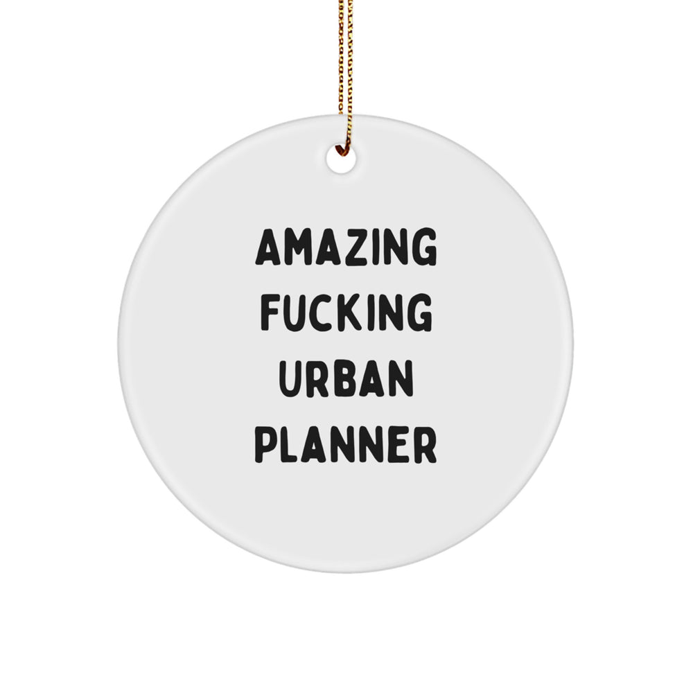 Funny Urban Planner Gifts from Men for Christmas Unique Circle Ornament, Amazing F--king Urban Planner Quotes, Christmas Unique Gifts for Urban Planner - Image 1