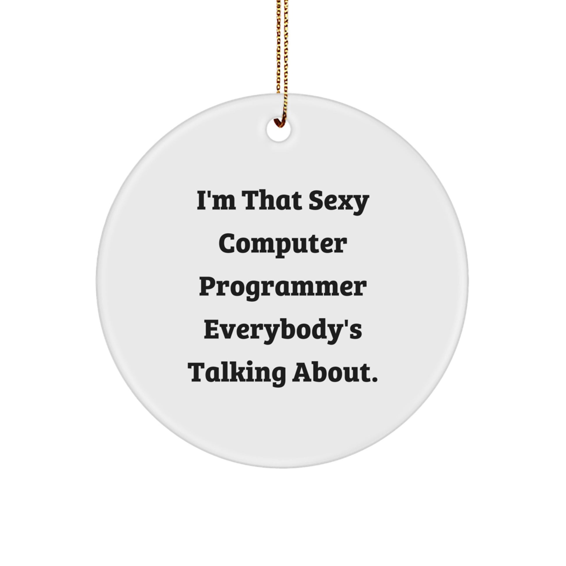 Funny Computer Programmer Gifts from Friends and Family, I'm That Sexy Computer Programmer Everybody's Talking About Christmas Unique Circle Ornament - Image 1