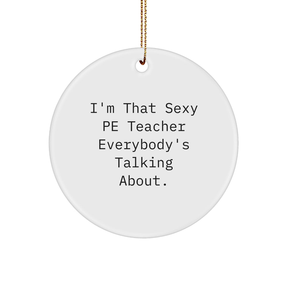 Funny PE Teacher Circle Ornament Gifts from Friends for Men Women Christmas - Image 1