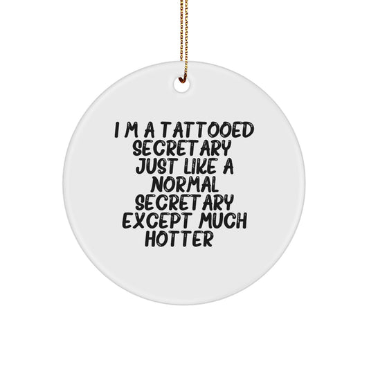 Funny Secretary Gifts, Cute Circle Ornament for Secretary, Secretary Christmas Unique Gifts from Men to Secretary Friends - Image 1