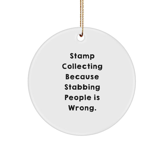 Funny Stamp Collecting Gifts for Men and Women, Stamp Collecting Circle Ornament, Christmas Unique Gifts from Friends - Image 1