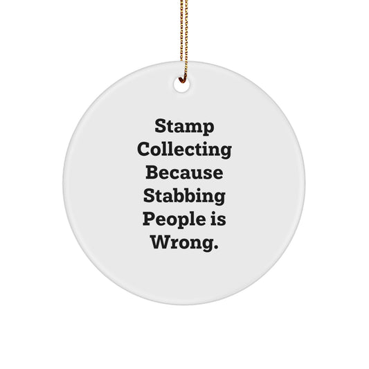 Funny Stamp Collecting Circle Ornament Gifts for Stamp Collecting Enthusiasts from Friends, Perfect for Christmas Unique Gifts - Image 1