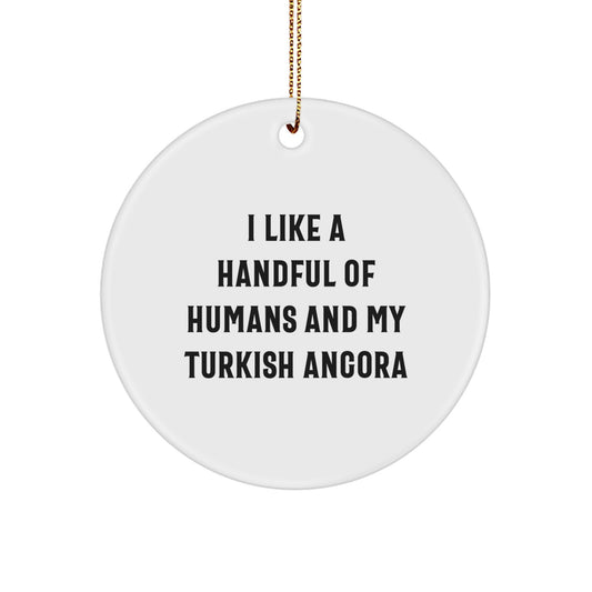Turkish Angora Cat Lover Gifts from Friends for Christmas Unique Circle Ornaments I Like A Handful Of Humans And My Turkish Angora - Image 1