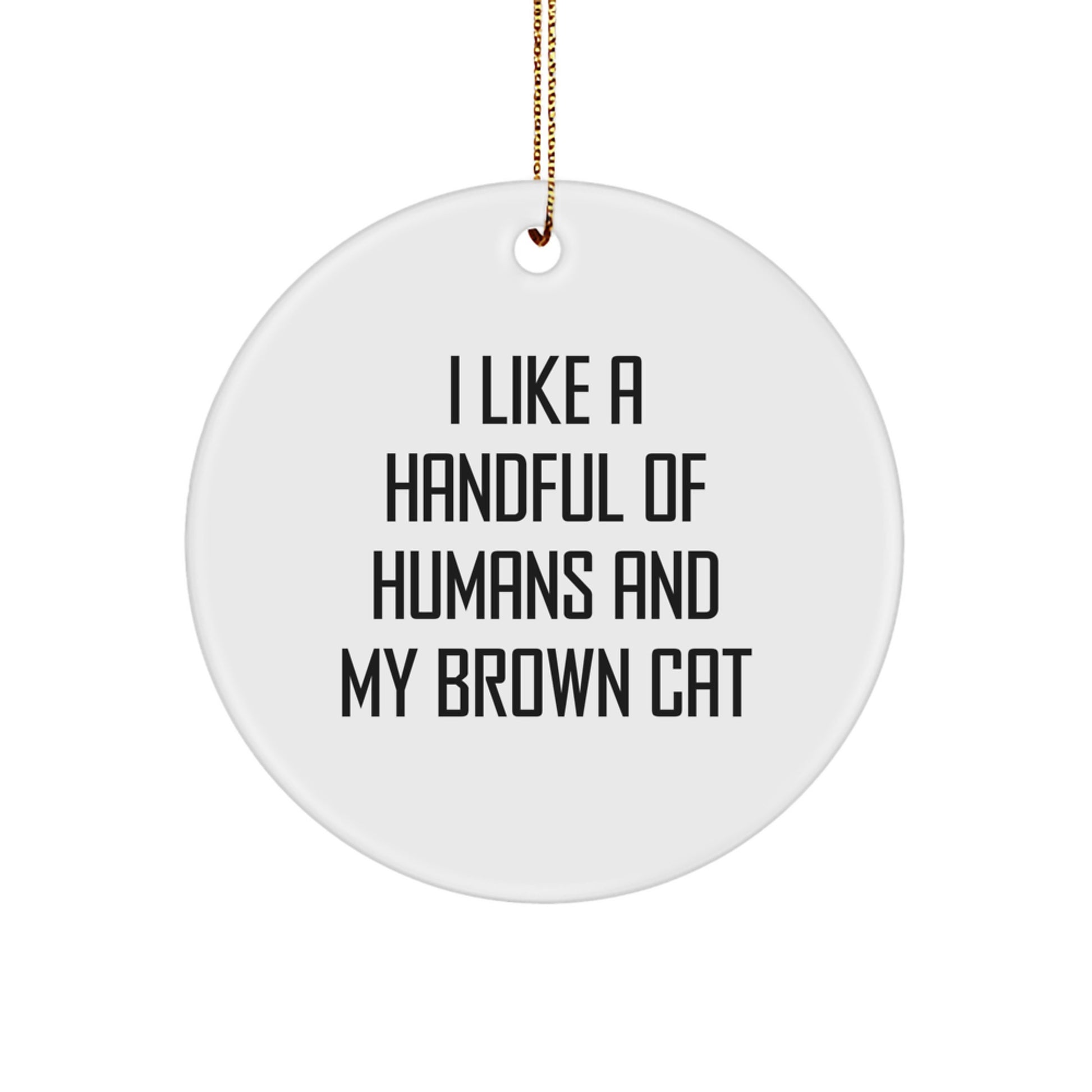 Brown Cat Lover Gifts from Friends and Family - Funny Brown Cat Circle Ornament for Christmas Decorations - Image 1