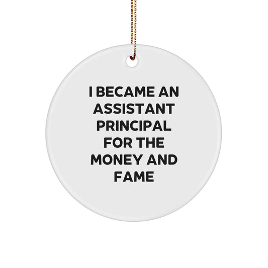 Funny Assistant Principal Gifts, Circle Ornament Quotes, Christmas Unique Presents for Assistant Principals from Friends and Family - Image 1