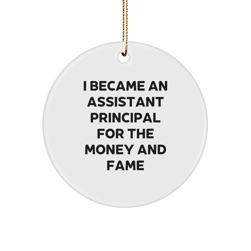 Funny Assistant Principal Gifts, Circle Ornament Quotes, Christmas Unique Presents for Assistant Principals from Friends and Family - Image 1