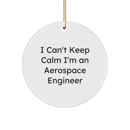 Funny Aerospace Engineer Gifts from Friends for Christmas Unique Circle Ornament I Can't Keep Calm I'm An Aerospace Engineer - Image 1