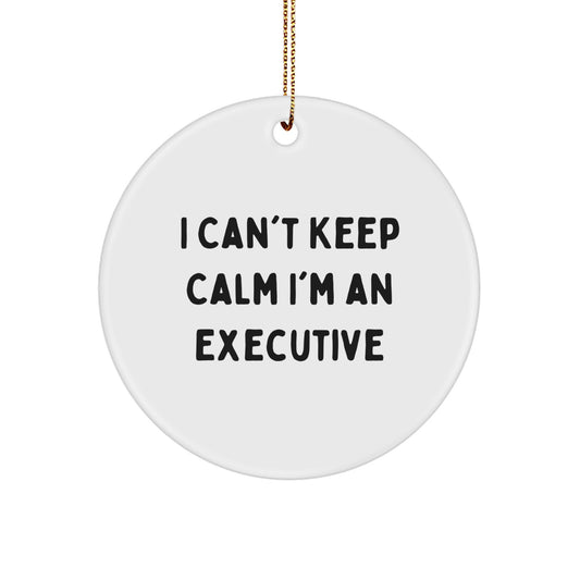 Funny Executive Gifts from Men for Coworkers, I Can't Keep Calm I'm An Executive Christmas Unique Gifts, Executive Circle Ornament - Image 1