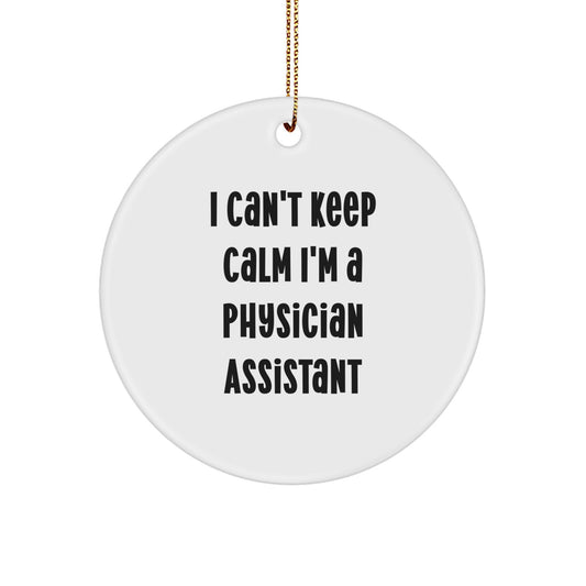 Funny Physician Assistant Gifts from Men to Friends - I Can't Keep Calm I'm A PA Circle Ornament - White Color, 2.75 inch Tall, Perfect for Christmas Unique Decorations - Image 1