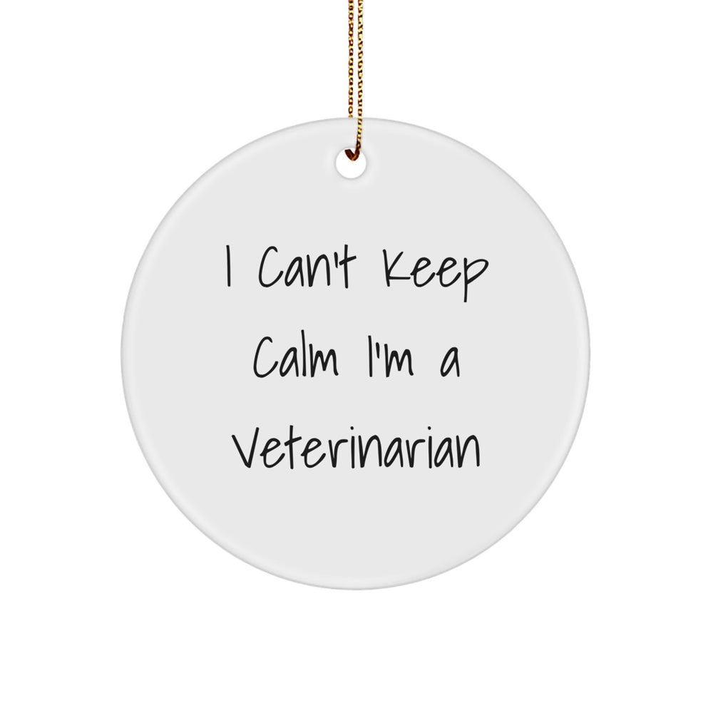 Funny Veterinarian Gifts from Family for Christmas Unique Circle Ornament I Can't Keep Calm I'm A Veterinarian - Image 1