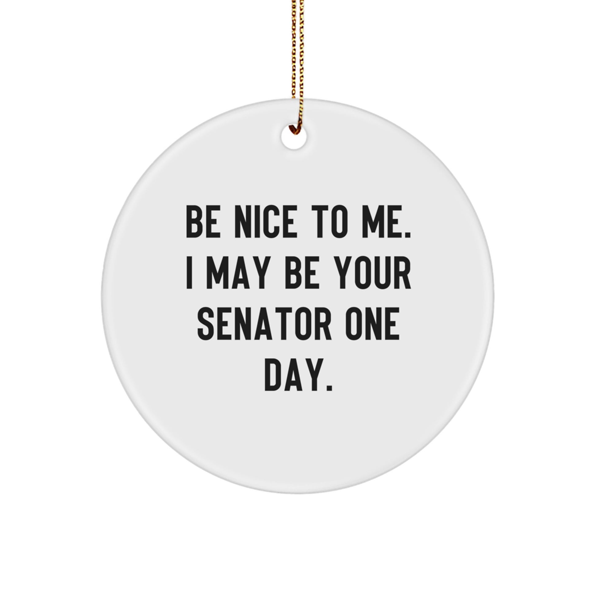 Senator Gifts for Men Funny Quote Circle Ornament, Be Nice To Me I May Be Your Senator One Day, Christmas Unique Gifts from Friends to Family - Image 1