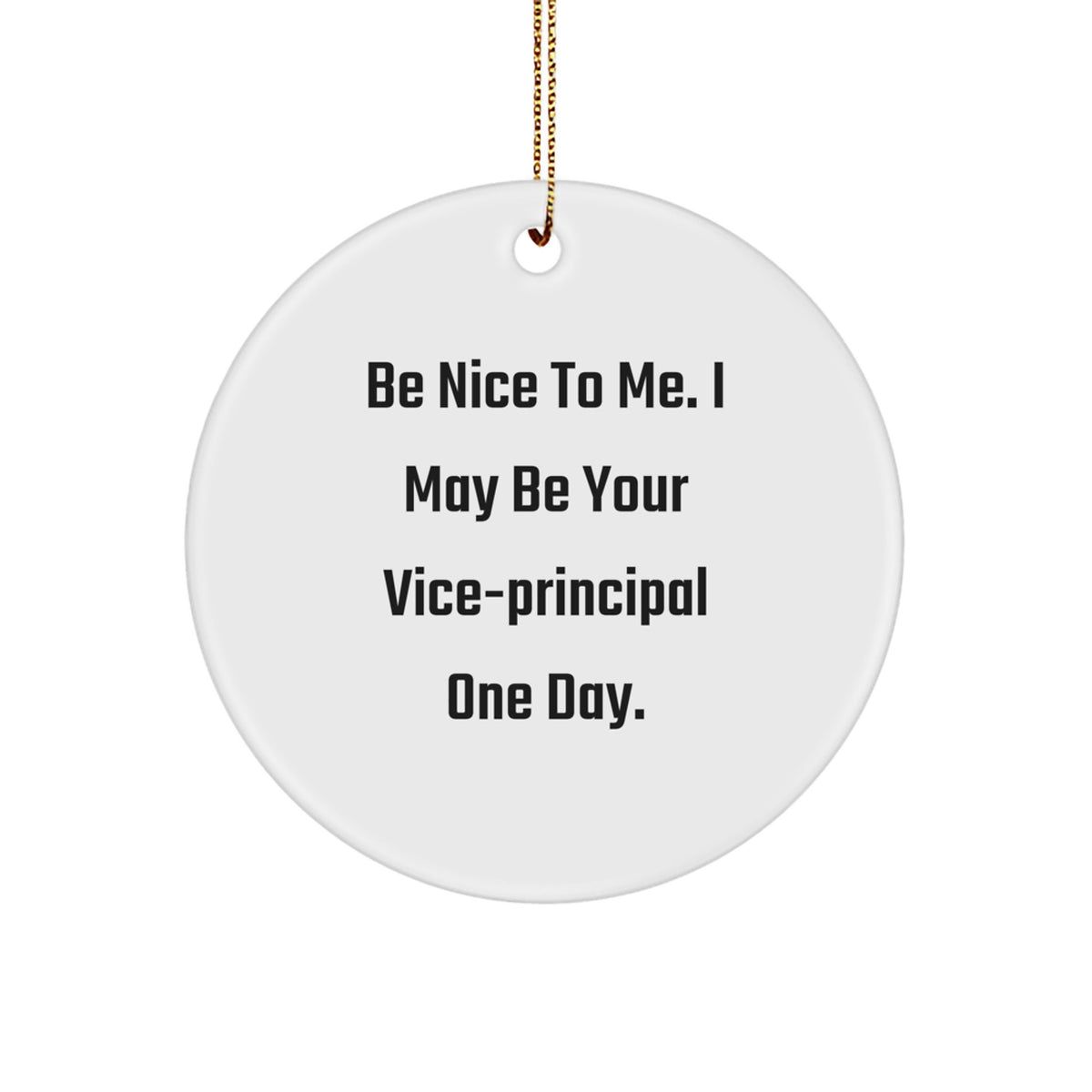 Funny Vice-principal Gifts for Him - 'Be Nice To Me' Circle Ornament, Vice-principal Office Decor, Unique Christmas Unique Gifts from Men - Image 1