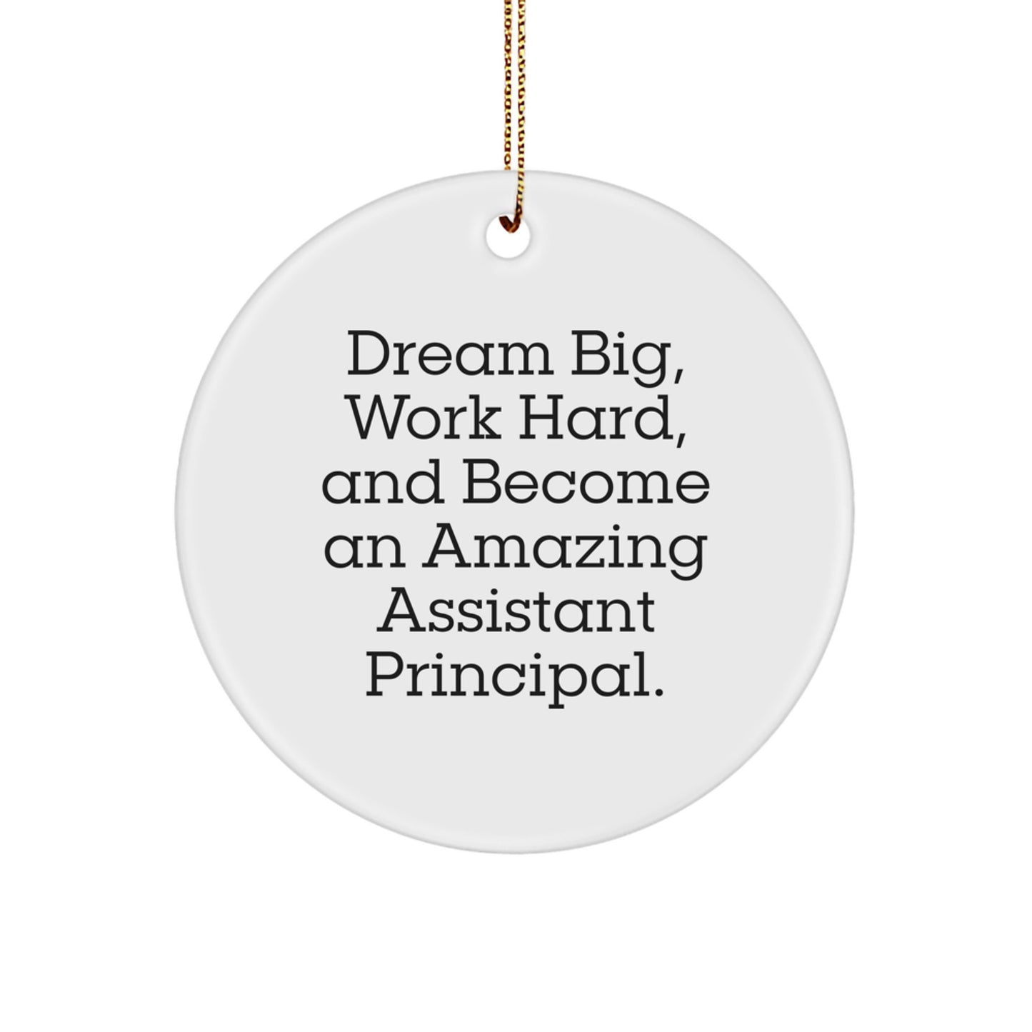Gifts from Family for the Amazing Assistant Principal - Dream Big Work Hard Circle Ornament, White, Christmas Unique Gift - Image 1