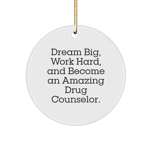 Gifts for Amazing Drug Counselors, Inspirational Quote, Funny Christmas Circle Ornament, Gifts from Friends and Family - Image 1