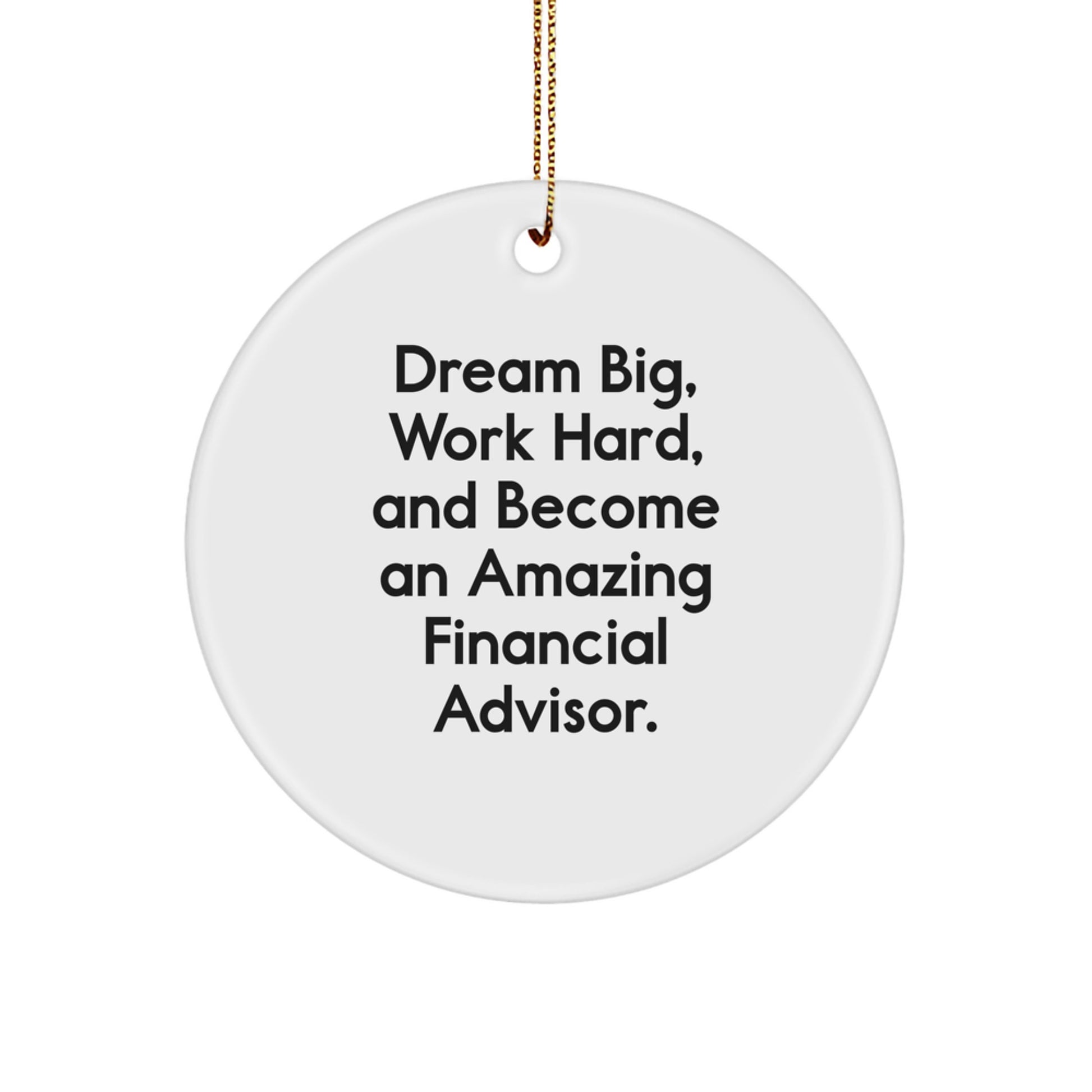 Inspirational Gifts from Friends for Financial Advisor - 'Dream Big' Circle Ornament, White, Christmas Unique Presents - Image 1