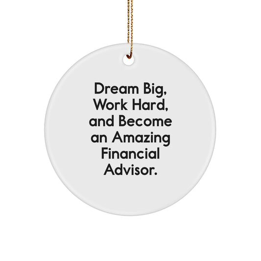 Inspirational Gifts from Friends for Financial Advisor - 'Dream Big' Circle Ornament, White, Christmas Unique Presents - Image 1