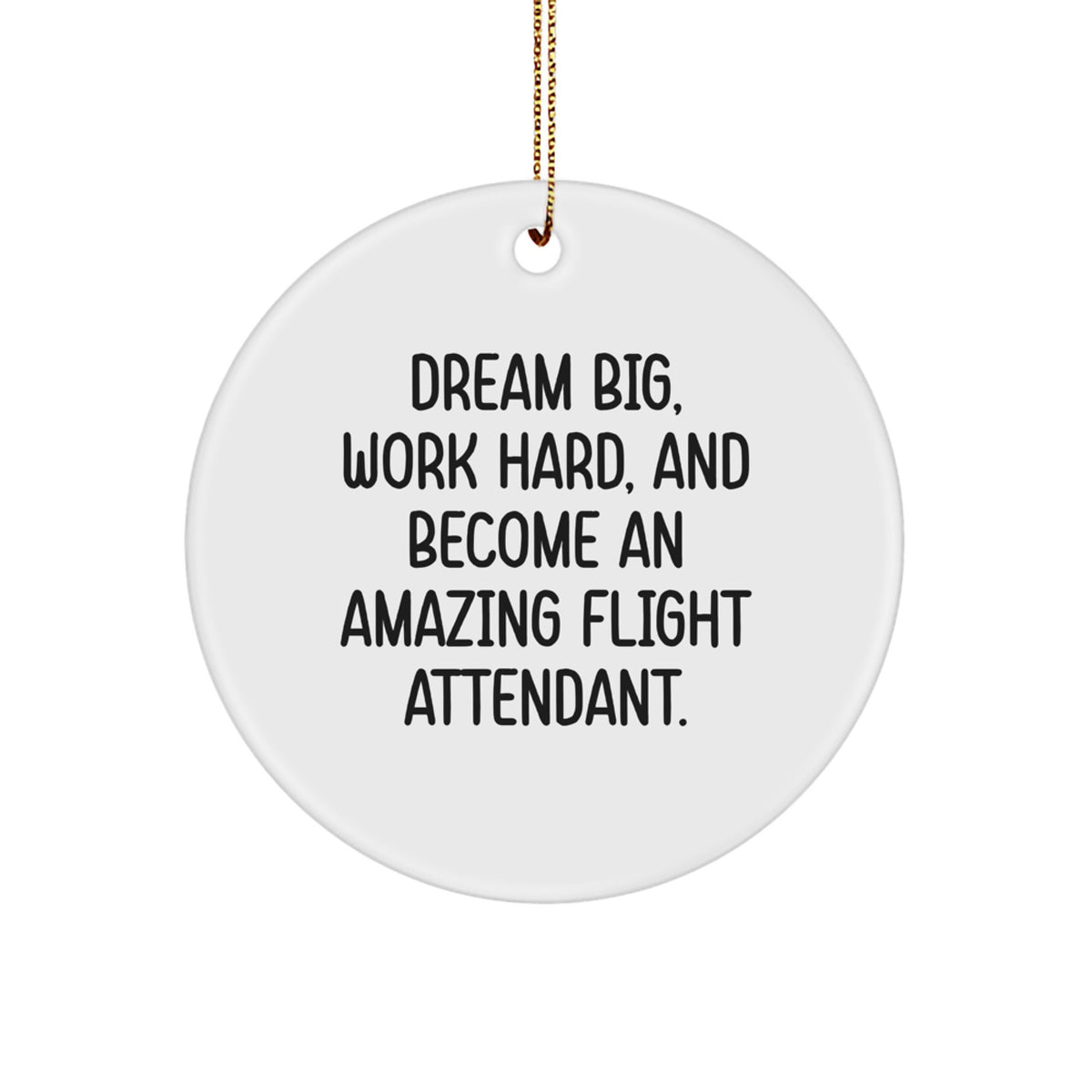 Gifts from Friends for Flight Attendants, Inspirational Flight Attendant Christmas Unique Gifts, Circle Ornament with 'Dream Big, Work Hard, And Become An Amazing Flight Attendant.' Motto - Image 1