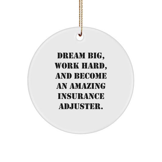 Funny Inspirational Gifts from Friends Family for Insurance Adjuster Christmas Unique Circle Ornaments with Dream Big Quote - Image 1