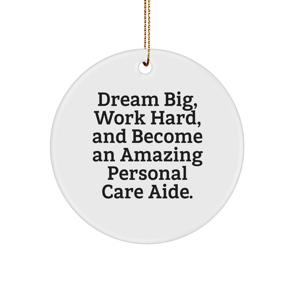 Dream Big, Work Hard Personal Care Aide Gifts from Friends, Family, or Coworkers - Christmas Unique Circle Ornament for Men, Women, or Family Members - Image 1