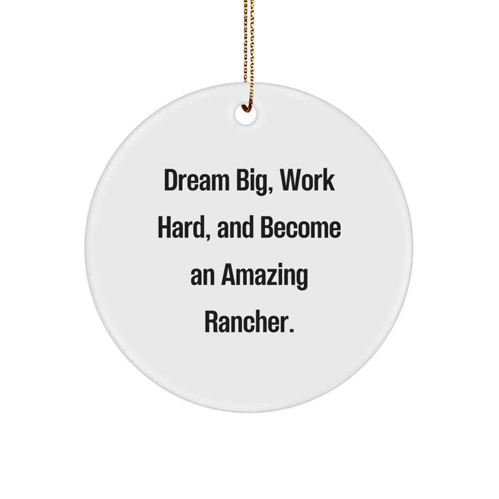 Funny Rancher Gifts from Friends - 'Dream Big' Circle Ornament, White, Inspirational, Christmas Unique - Image 1