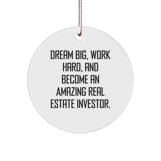 Inspirational Real Estate Investor Gifts for Men - 'Dream Big, Work Hard' Circle Ornament - Christmas Unique Gifts from Friends to Family - Image 1