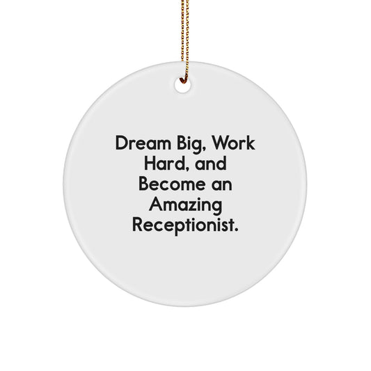 Inspirational Receptionist Circle Ornament Gifts for Receptionists, Funny Office Decor, Christmas Unique Gifts from Friends, Coworkers, Family - Image 1