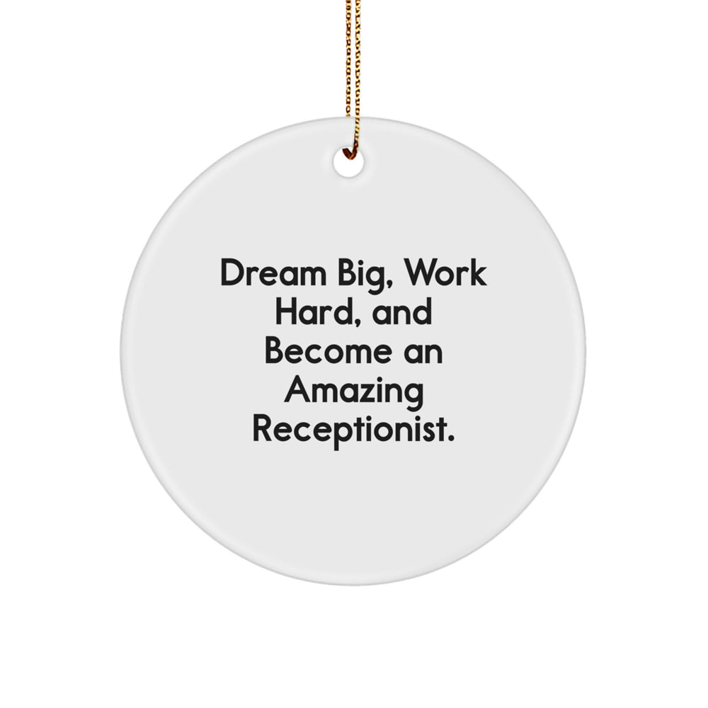 Inspirational Receptionist Circle Ornament Gifts for Receptionists, Funny Office Decor, Christmas Unique Gifts from Friends, Coworkers, Family - Image 1