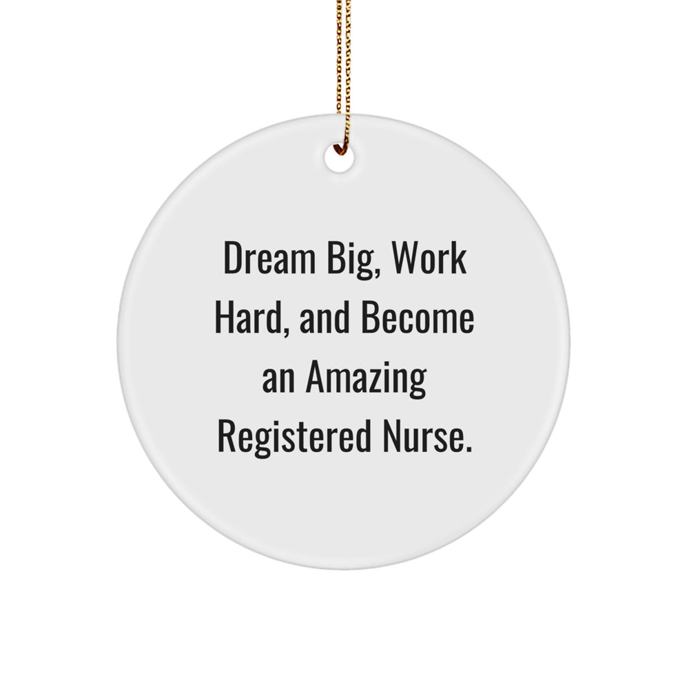 Inspirational Registered Nurse Gifts Gifts from Family for Registered Nurse - Funny Quote Circle Ornament, White, Christmas Unique Gifts - Image 1