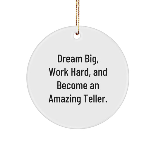 Funny Teller Gifts for Men, Work Hard and Dream Big Circle Ornament, Christmas Unique Gifts from Friends - Image 1