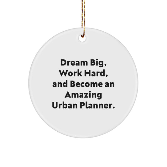 Inspiring Urban Planner Gifts from Friends, Unique Christmas Unique Gifts for Him or Her, 'Dream Big, Work Hard, And Become An Amazing Urban Planner.' Circle Ornament - Image 1