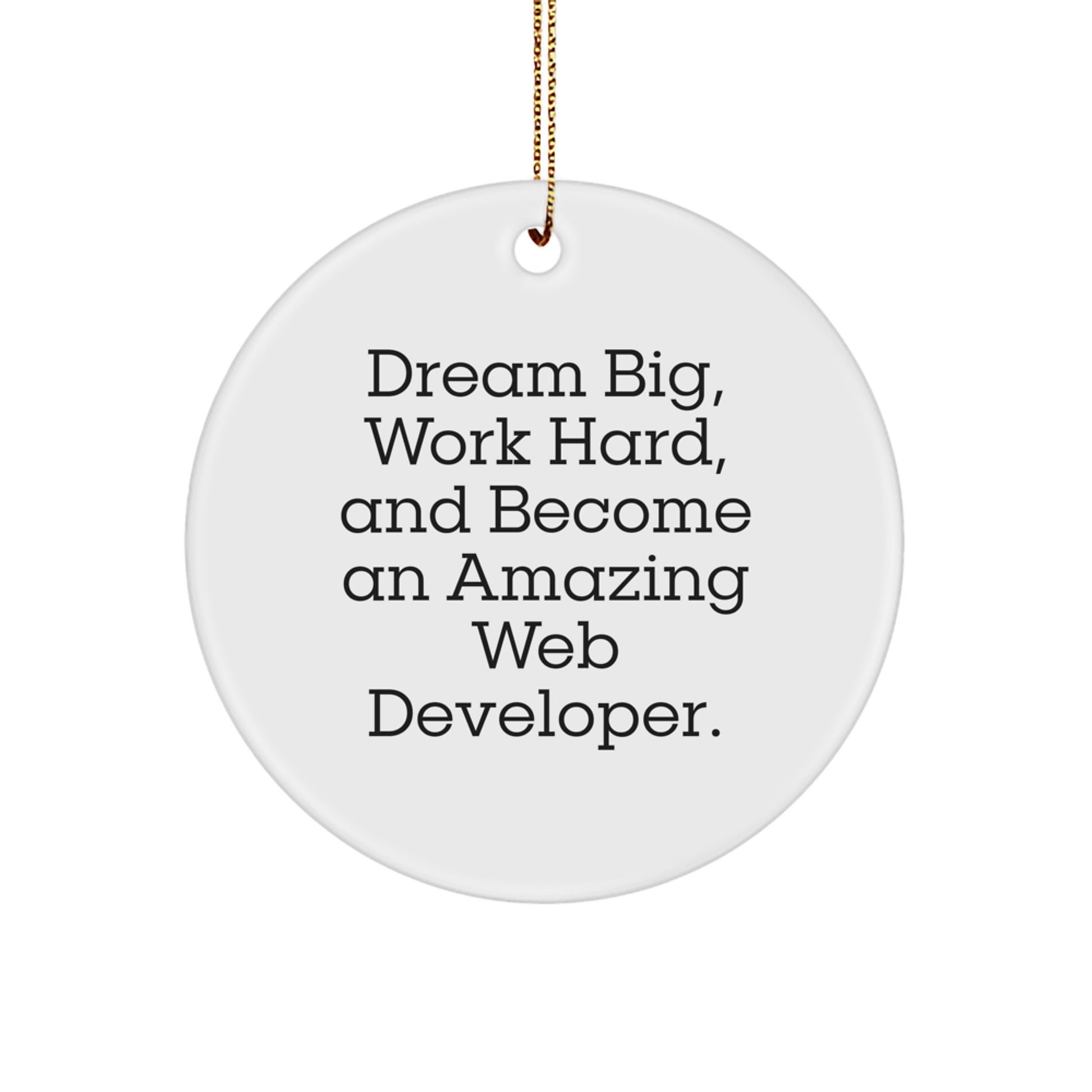 Web Developer Christmas Unique Gifts from Friends, Funny Inspirational Circle Ornament for Web Developer, Dream Big Work Hard - Image 1