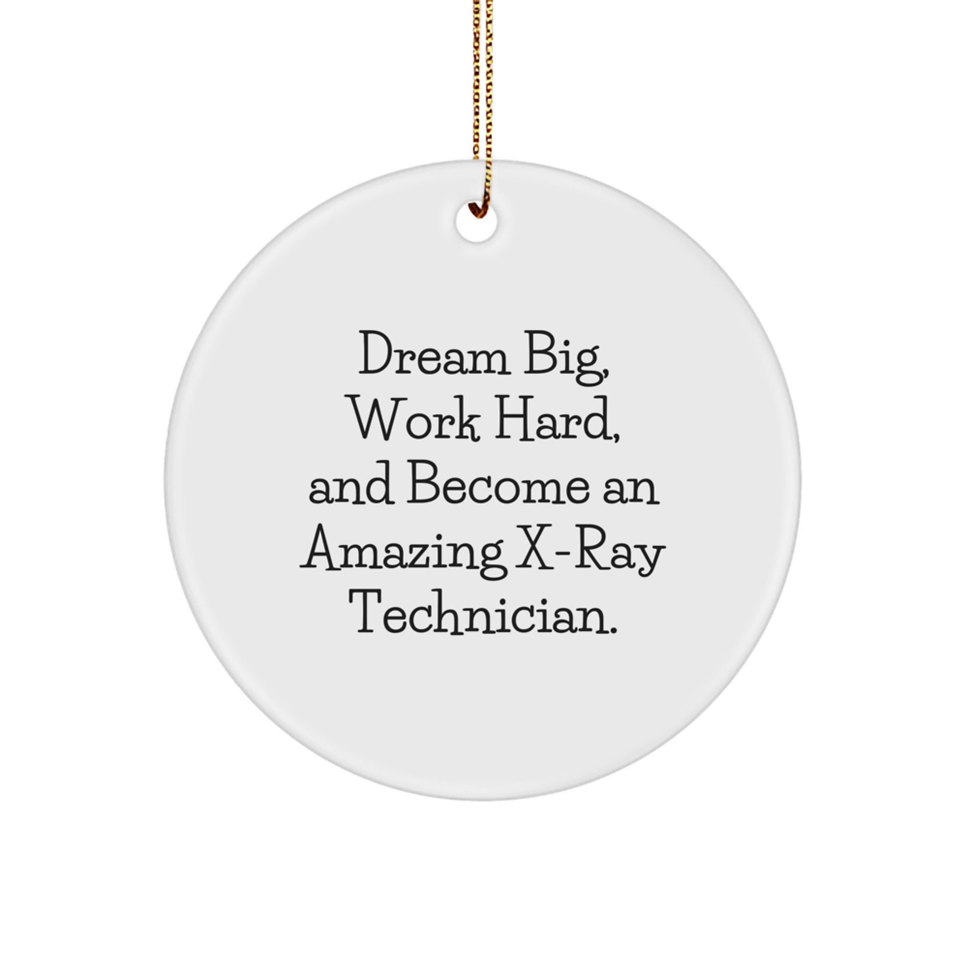 Gifts from Family for X-Ray Technician - Christmas Unique Gifts - Circle Ornament with Inspirational Quote: 'Dream Big, Work Hard, And Become An Amazing X-ray Technician.' - Image 1