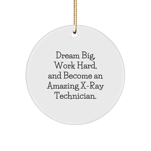Gifts from Family for X-Ray Technician - Christmas Unique Gifts - Circle Ornament with Inspirational Quote: 'Dream Big, Work Hard, And Become An Amazing X-ray Technician.' - Image 1