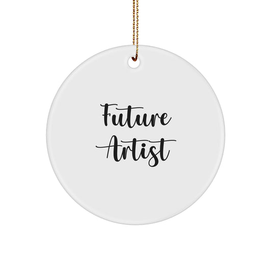 Funny Future Artist Circle Ornament Gifts from Friends for Artist, Unique Christmas Ornaments, Circle Shaped Artist Decor, 'Future Artist' Quote - Image 1