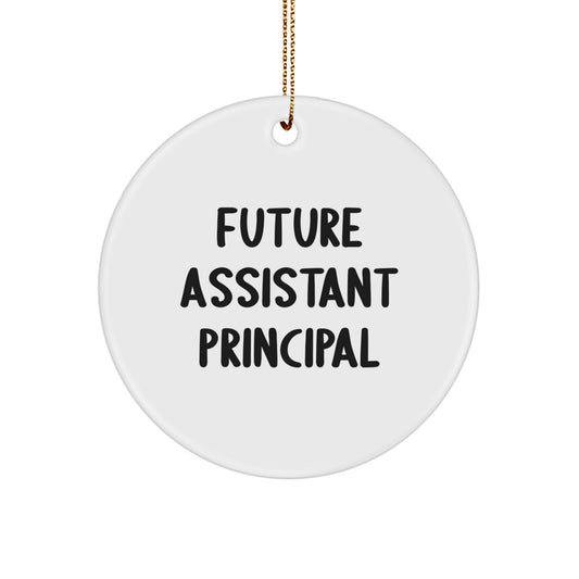 Funny Future Assistant Principal Christmas Unique Gifts from Family Friends Circle Ornament, Inspirational Quote for Assistant Principal Men Women, White Circle Shaped, Unique Gifts for Christmas - Image 1