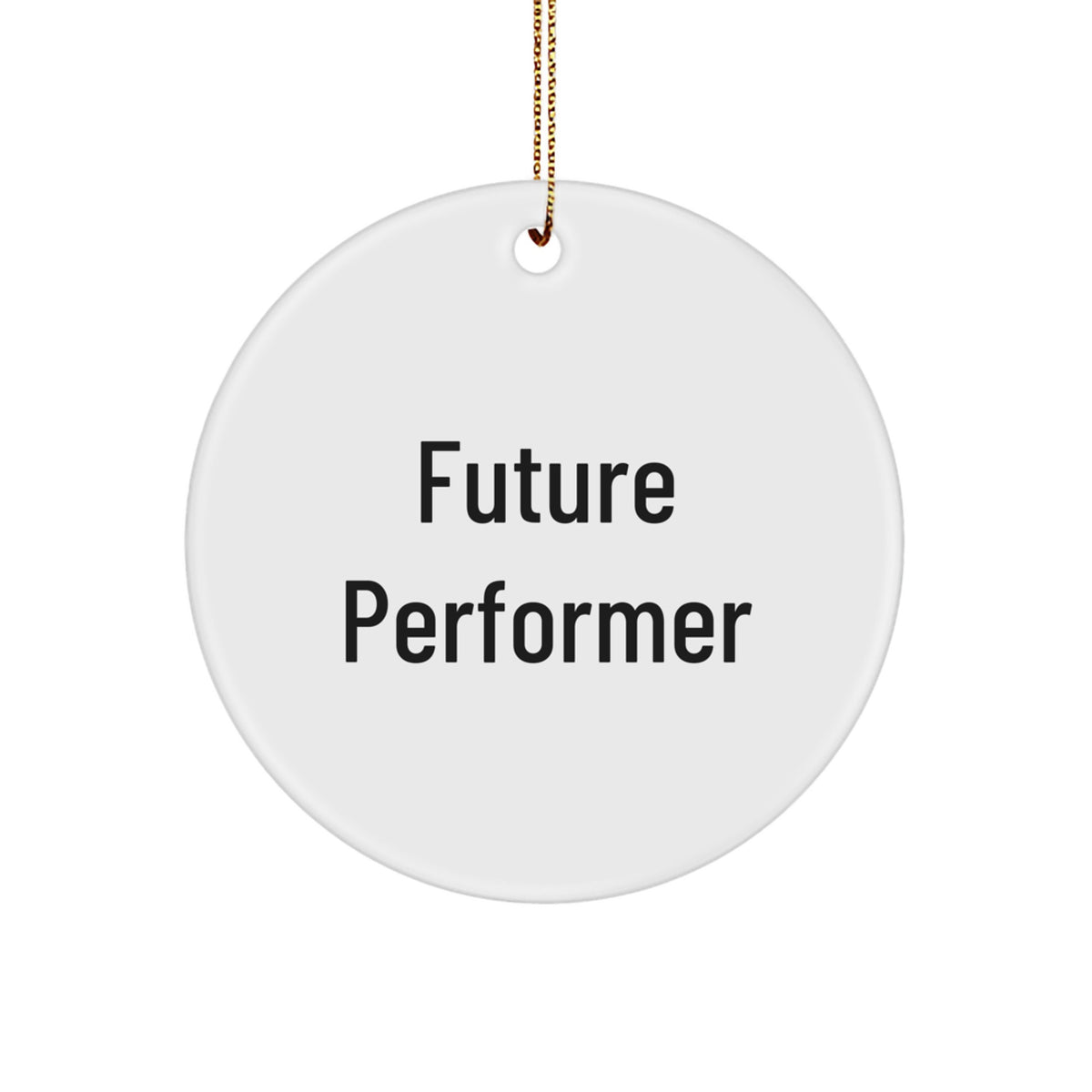 Future Performer Christmas Unique Gifts from Family to Family Members Funny Circle Ornament, Inspirational Motivational Quote, Perfect for Men Women Friends Coworkers - Image 1