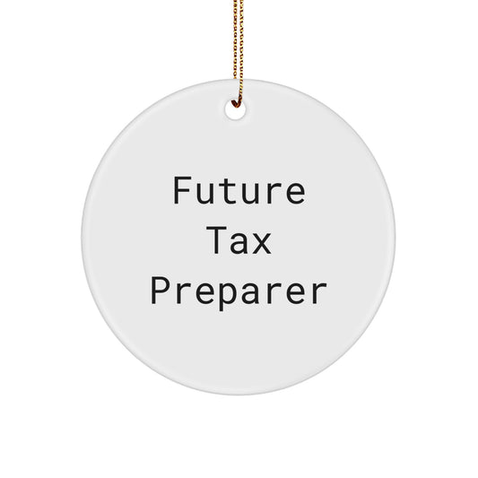 Funny Quote for Future Tax Preparer Christmas Unique Gifts from Friends and Family for Tax Preparer Ornament, Circle Shaped - Image 1