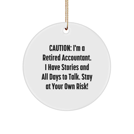 Funny Accountant Gifts from Men to Women Friends Family for Christmas Unique Circle Ornament - Image 1