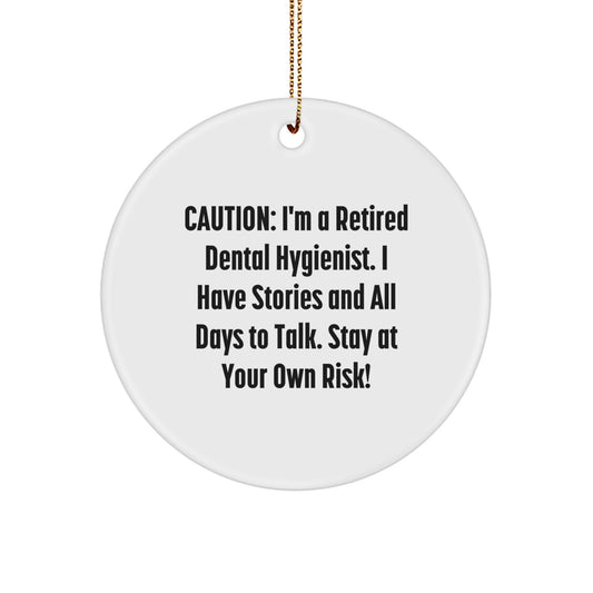 Funny Dental Hygienist Gifts from Friends - Caution: Retired DH Has Stories - Christmas Unique Ornaments for DH Office Decor - Image 1