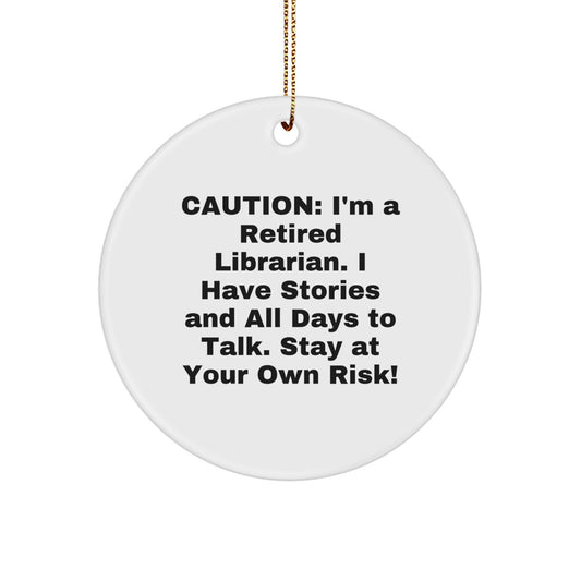 Funny Librarian Quotes Gifts from Friends and Family for Christmas Unique Circle Ornaments - Image 1