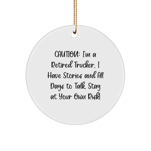 Funny Trucker Gift Ideas - Retired Trucker Story Circle Ornament, Christmas Unique Gifts from Friends, Family for Men - Image 1