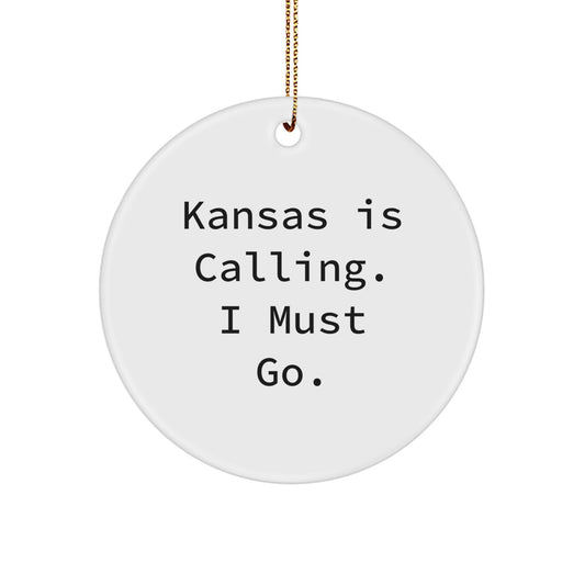 Funny Kansas Circle Ornament Gifts from Friends and Family for Kansas Lovers Christmas - Image 1