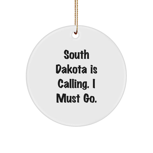 Funny South Dakota Gifts for Men from Friends - South Dakota Circle Ornament, Christmas Unique Gifts - Image 1