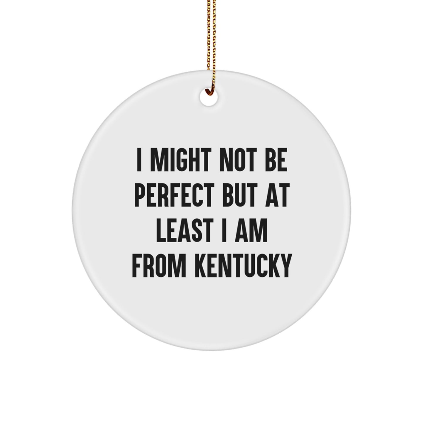Kentucky Gifts from Friends, Unique Circle Ornaments for Kentucky Men, Inspirational I Might 'Not Be Perfect' Christmas Decorations - Image 1